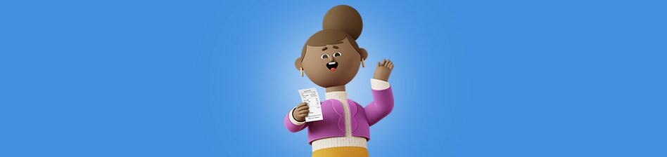 Kroji character holding receipt 