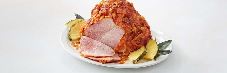 Bacon-Wrapped Ham with Sweet and Sassy Glaze Bacon-Wrapped Ham with Sweet and Sassy Glaze