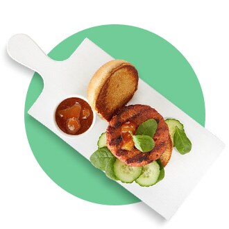 Summer2020 Plant Based Burgers with Mango Chutney & Cucumber Recipe