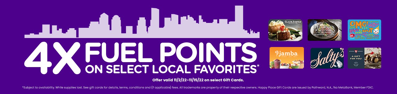 Download coupon for 4X Fuel Points on Gift Cards!