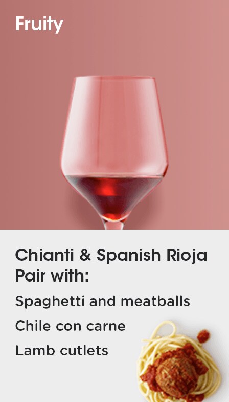 Shop fruity red wine food pairings.