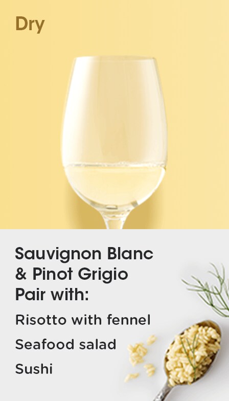 Shop dry white wine food pairings.
